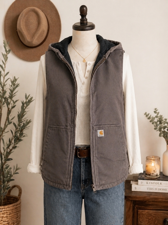 Carhartt Jackets & Blazers - Carhartt Hooded Vest Gray Large 12/14 Thinsulate